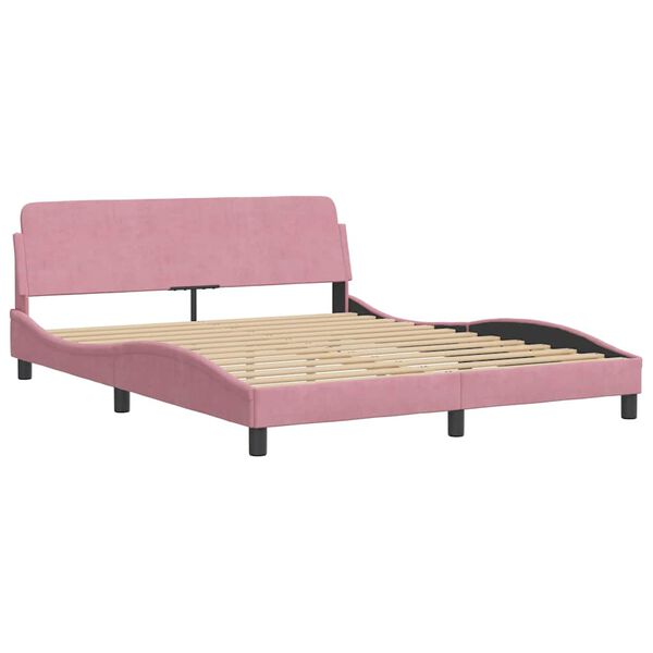 vidaXL Bedframe zonder matras "Hanko" fluweel roze 160x200 cm