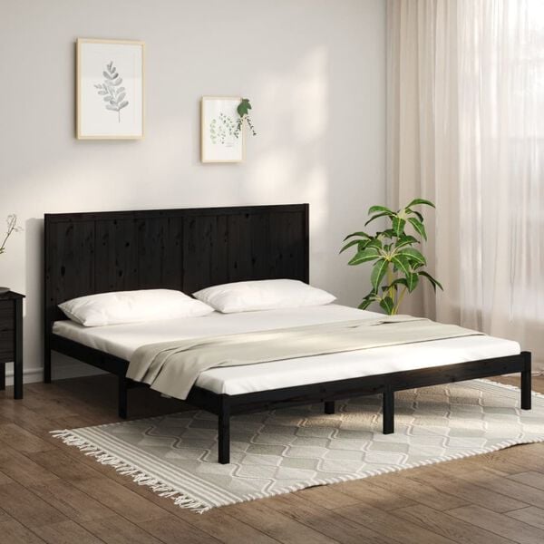 vidaXL Bedframe massief grenenhout zwart 200x200 cm