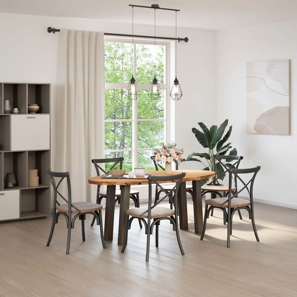 vidaXL Eettafel 200x100x74 cm ovaal massief eikenhout lichtbruin