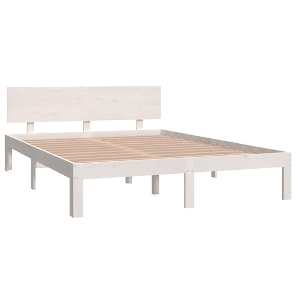 vidaXL Bedframe massief grenenhout wit 140x200 cm