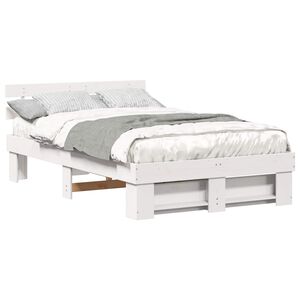 vidaXL Bedframe met hoofdeinde Wit 120 x 190 cm Massief grenenhout
