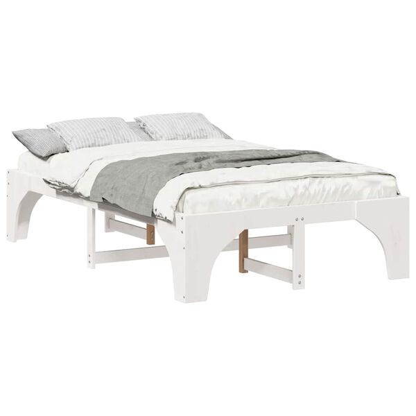 vidaXL Bedframe Wit 135 x 190 cm Massief grenenhout