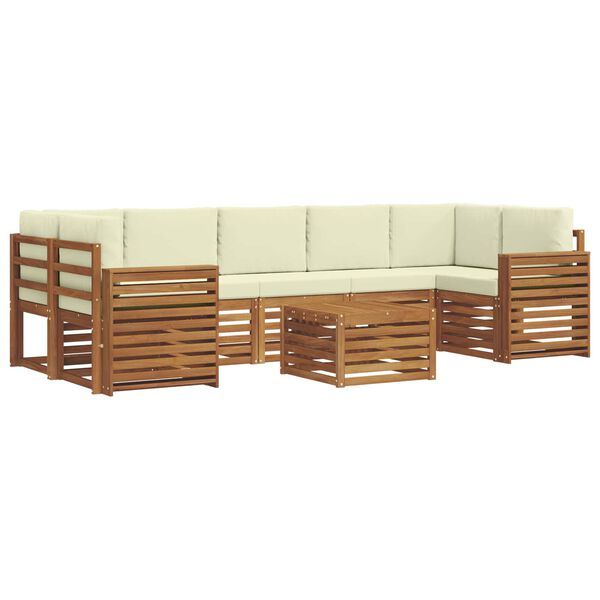 vidaXL Sofa-Sets 8 pcs Natuurlijk en Cr&egrave;me Massief Acaciahout