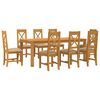 vidaXL Eetkamerset 9 st Beige Massief Eikenhout
