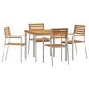 vidaXL Tuin eettafelset 5 pcs Massief Teakhout en RVS