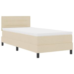 vidaXL Boxspring bed met matras met LED Cr&egrave;me 90 x 200 cm Stof