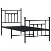 vidaXL Bedframe met hoofd- en voeteneinde metaal zwart 75x190 cm