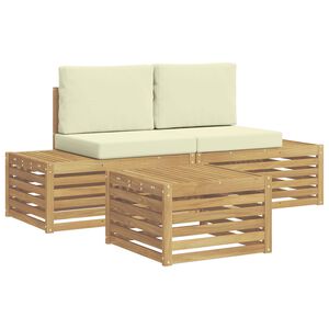vidaXL Buiten bankenset met kussen Wit 59 x 59 x 37 cm Polyester