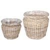 vidaXL Plantenmand met opslag 2 pcs Grijs Lacak Riet