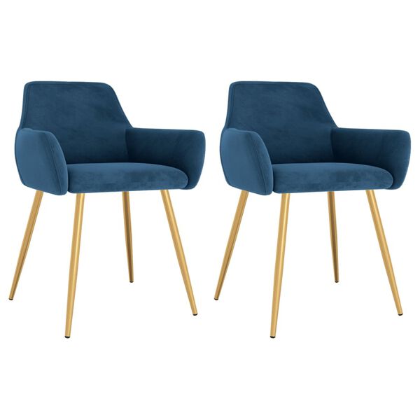 vidaXL Eetkamerstoelen 2 st fluweel blauw