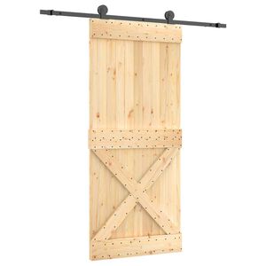 vidaXL Schuifdeur Naturel en Zwart 90 x 210 cm Massief Grenenhout