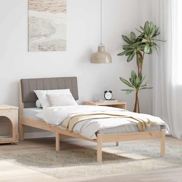 vidaXL Bedframe Bruin en taupe 75 x 190 cm Massief grenenhout