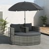 vidaXL Tuinbank 2-zits met kussens en parasol poly rattan grijs