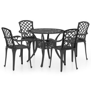 vidaXL 5-delige Bistroset gietaluminium zwart