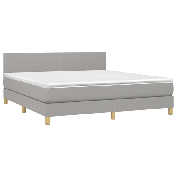 vidaXL Boxspring met matras en LED stof lichtgrijs 160x200 cm