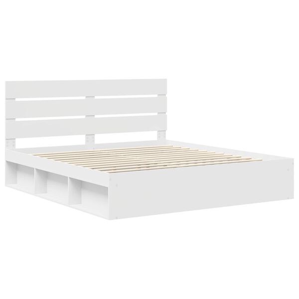 vidaXL Bedframe met hoofdeinde Wit 200 x 200 cm Massief grenenhout