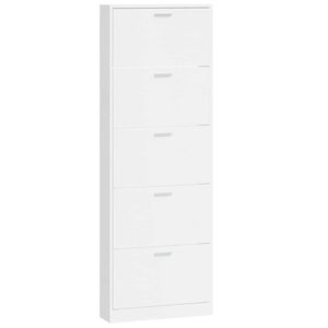 vidaXL Schoenenkast 59x17x169 cm bewerkt hout hoogglans wit