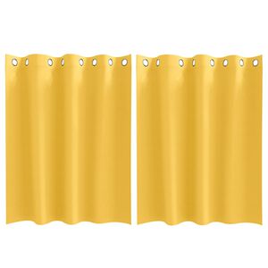 vidaXL Zwart-out Gordijnen met Ringen 2 pcs Mosterdgeel 140 x 140 cm