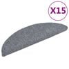 vidaXL Trapmatten Zelfklevend 15 stuks 56x17x3 cm Lichtgrijs Halfrond