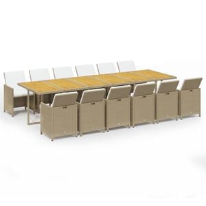 vidaXL 13-delige Tuinset met kussens poly rattan beige