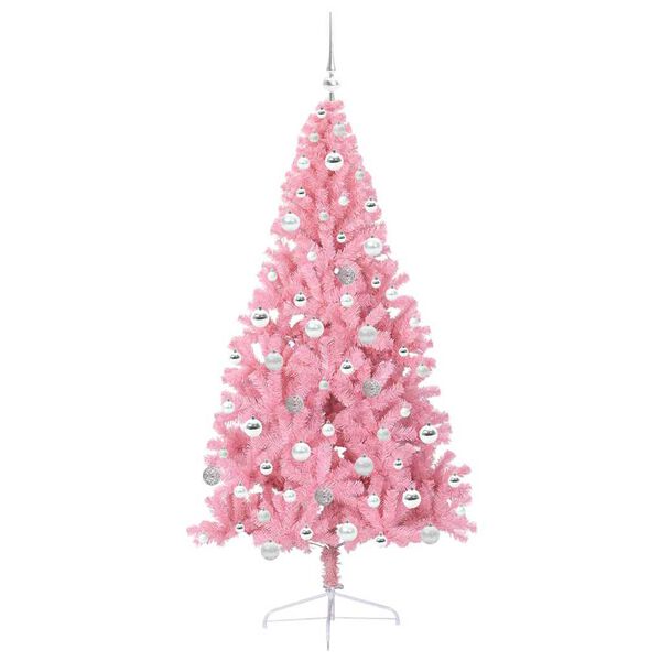vidaXL Kunstmatig Voorverlicht Kerstboom met 300 LED Roze 180 cm PVC
