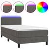 vidaXL Boxspring met matras en LED fluweel donkergrijs 100x200 cm