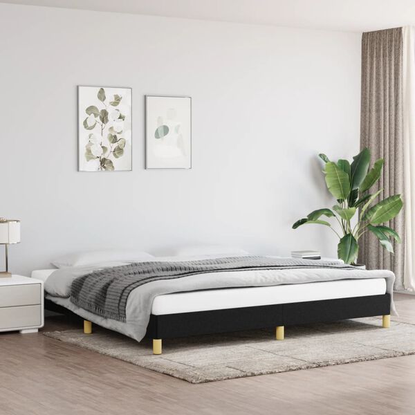 vidaXL Bedframe zonder matras stof zwart 200x200 cm