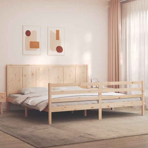 vidaXL Bedframe met hoofdbord massief hout 200x200 cm