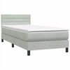 vidaXL Boxspring met matras fluweel lichtgrijs 100x220 cm