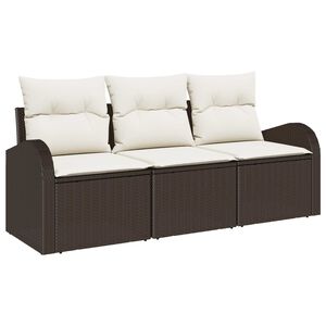 vidaXL Tuin Sofa Set met opslag 3 pcs Bruin en wit Poly riet