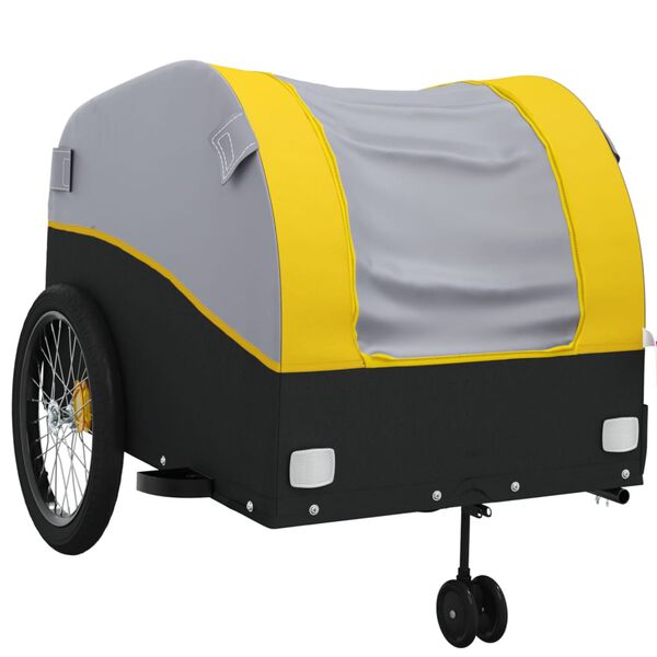 vidaXL Fietstrailer 45 kg ijzer zwart en geel