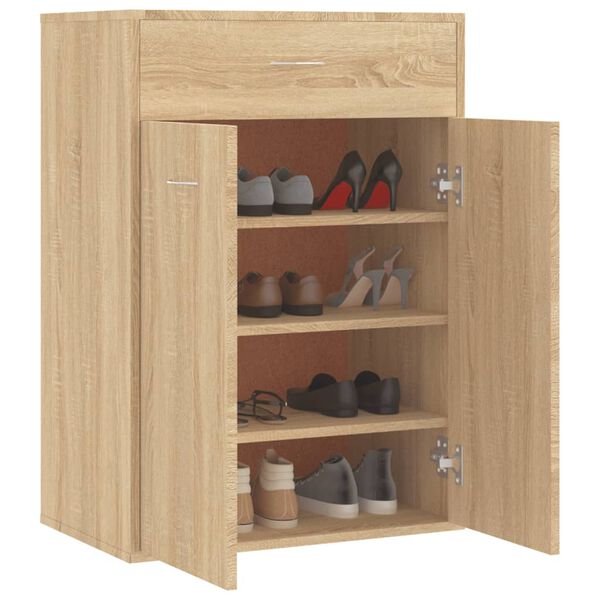 vidaXL Schoenenkast 60x35x84 cm bewerkt hout sonoma eikenkleurig