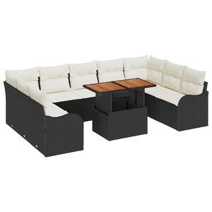vidaXL Tuin Sofa Set met opslag 10 pcs Zwart Poly riet