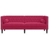 vidaXL Driezitsbank Chesterfield-stijl met bolsters fluweel wijnrood