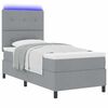 vidaXL Boxspring bed met matras met LED Lichtgrijs 90 x 200 cm Stof