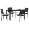 vidaXL Tuin eettafelset 5 st Zwart en Licht Grijs PE Rattan