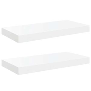 vidaXL Wandschappen zwevend 2 st 50x23x3,8 cm MDF hoogglans wit