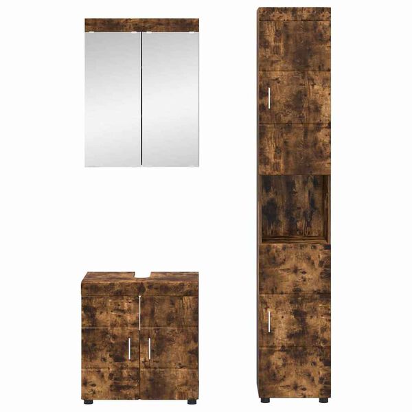 vidaXL Badkamermeubelset met plank TULUM Gerookt eiken Bewerkt hout