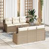 vidaXL Tuin Sofa Set 7 pcs Beige en Cr&egrave;me Poly rattan, staal en glas