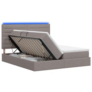 vidaXL LED Opslagbed met Matras Taupe 180 x 200 cm Stof