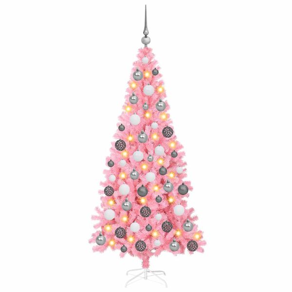 vidaXL Kerstboom met 300 LED met standaard Roze 180 cm PVC