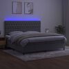 vidaXL Boxspring met matras en LED fluweel lichtgrijs 200x200 cm
