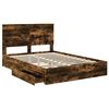 vidaXL Opslag bed met lade Gerookt eiken 160 x 200 cm Bewerkt hout