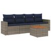 vidaXL 5-delige Loungeset met kussens poly rattan grijs