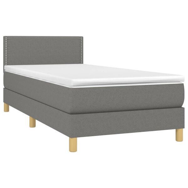 vidaXL Boxspring met matras en LED stof donkergrijs 90x190 cm