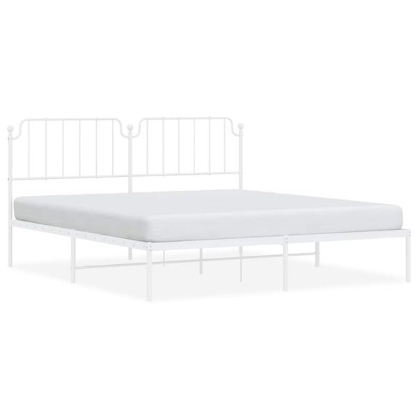 vidaXL Bedframe met hoofdbord metaal wit 183x213 cm