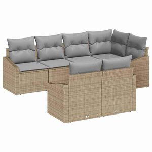vidaXL Tuinbankenset met kussen 7 pcs Beige en Licht Grijs poly rattan