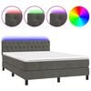 vidaXL Boxspring met matras en LED fluweel donkergrijs 140x190 cm