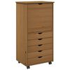 vidaXL Rolling Kast 53 x 39 x 103 cm Massief Vurenhout Honingbruin