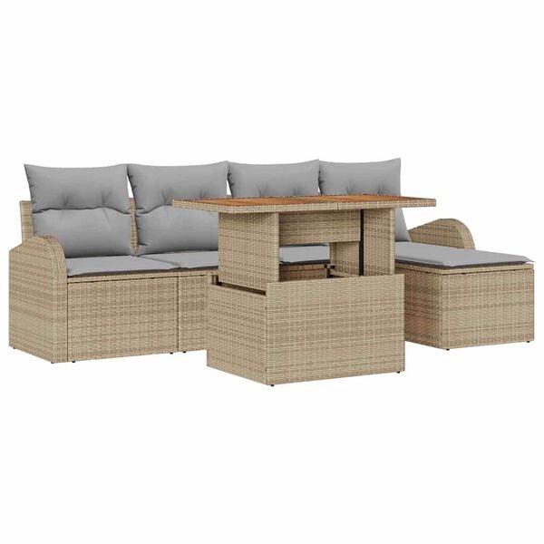 vidaXL Tuin Sofa Set met kussen 6 pcs beige en lichtgrijs